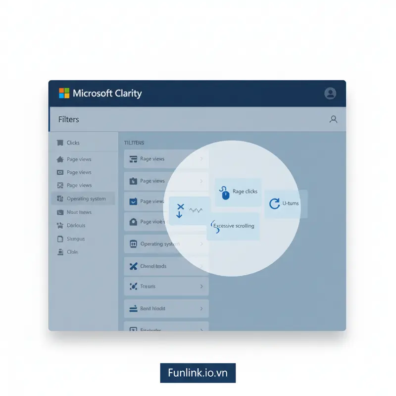Sử dụng bộ lọc của Microsoft Clarity để tìm lỗi website qua các hành vi bất thường.