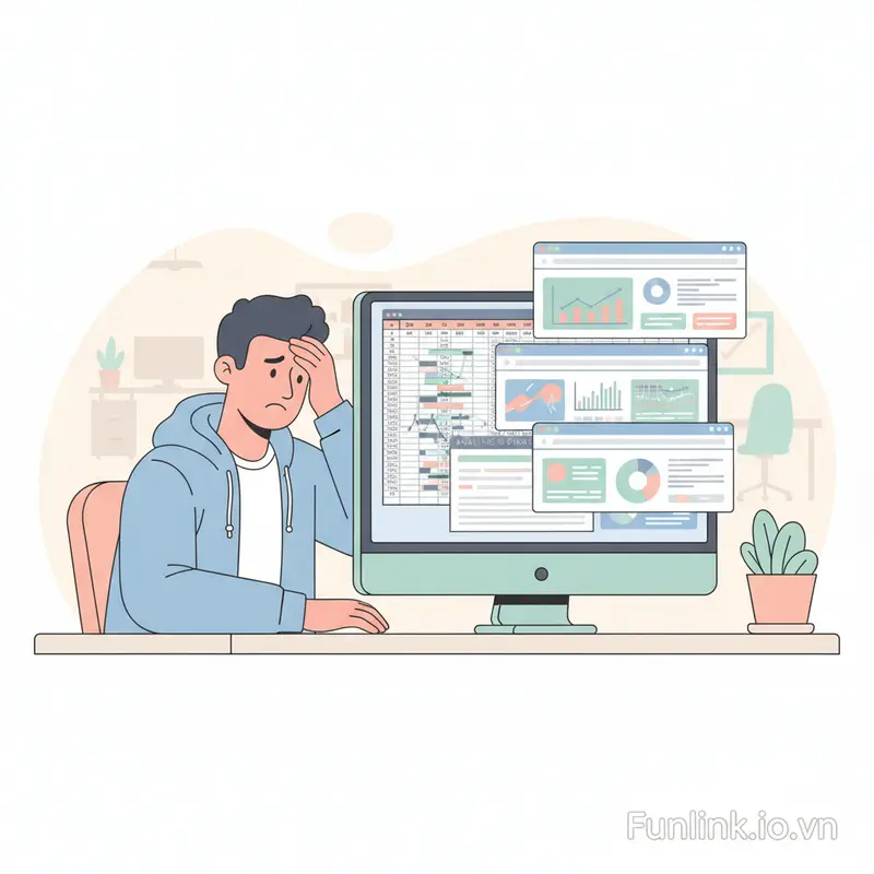 Marketer căng thẳng khi phải tối ưu link bio Instagram và tổng hợp báo cáo thủ công.