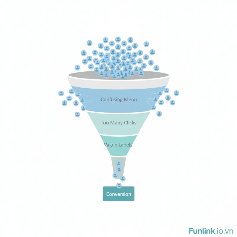 Infographic về tối ưu menu điều hướng giúp giảm tỷ lệ thoát của người dùng.