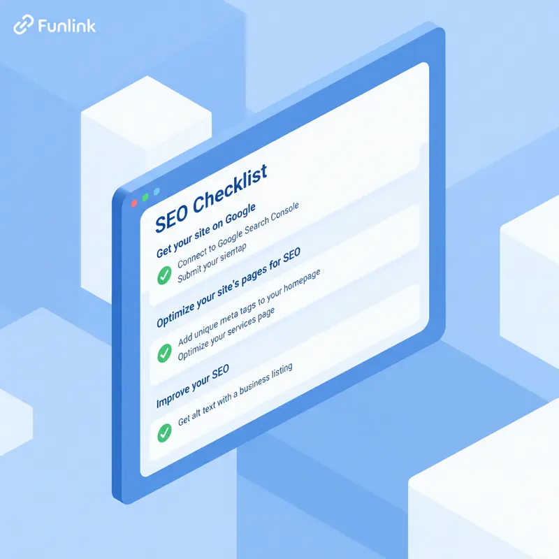 Giao diện công cụ Wix SEO Wiz đang tạo checklist tối ưu SEO cho website làm bằng Wix.