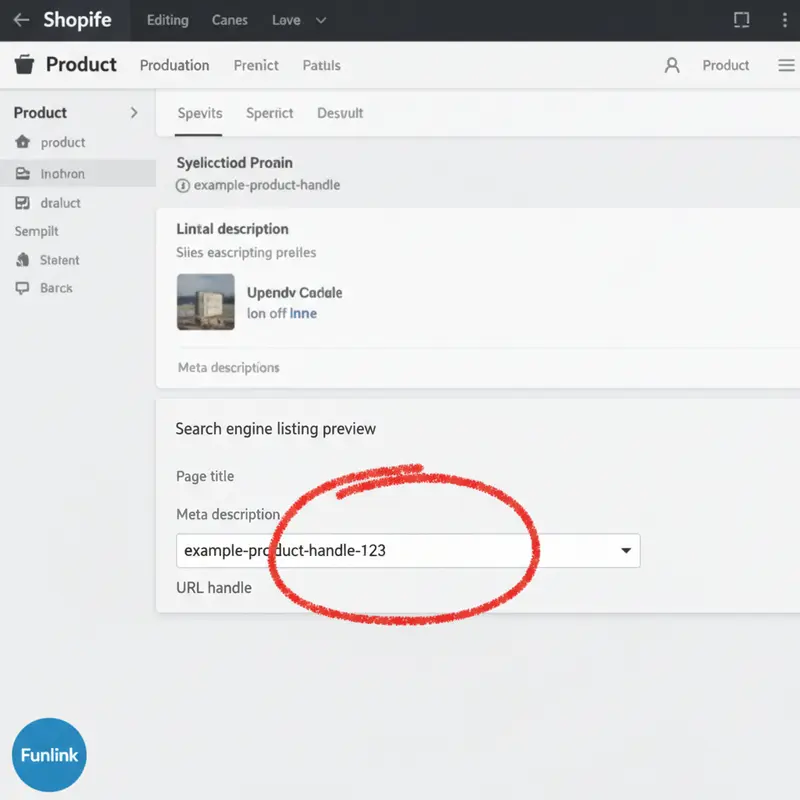 Hướng dẫn tối ưu URL Shopify bằng cách chỉnh sửa URL handle trong phần xem trước của công cụ tìm kiếm.