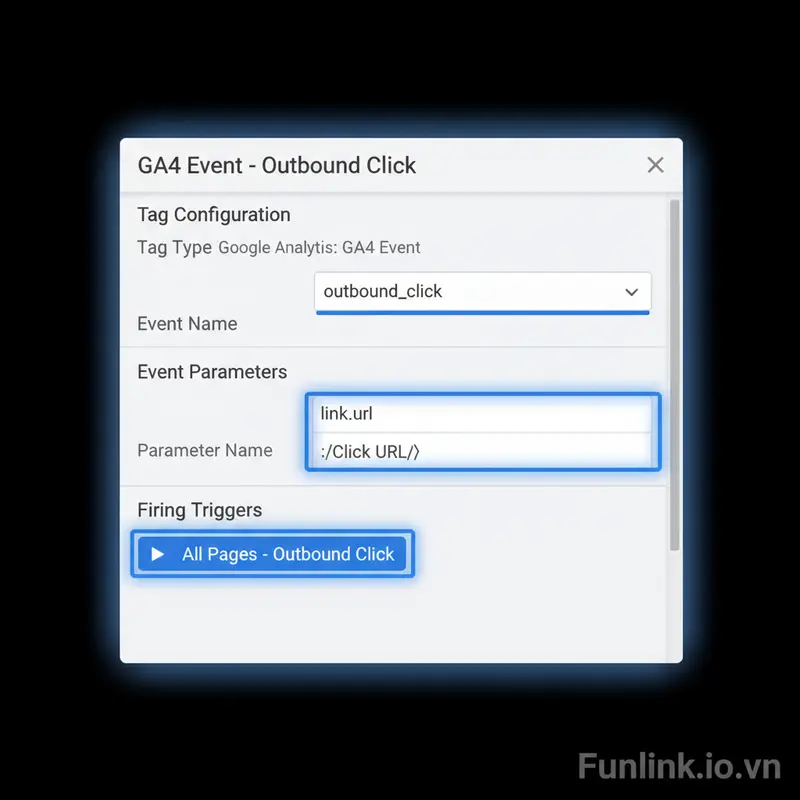 Tạo tag sự kiện GA4 trong GTM để gửi dữ liệu tracking outbound link click.