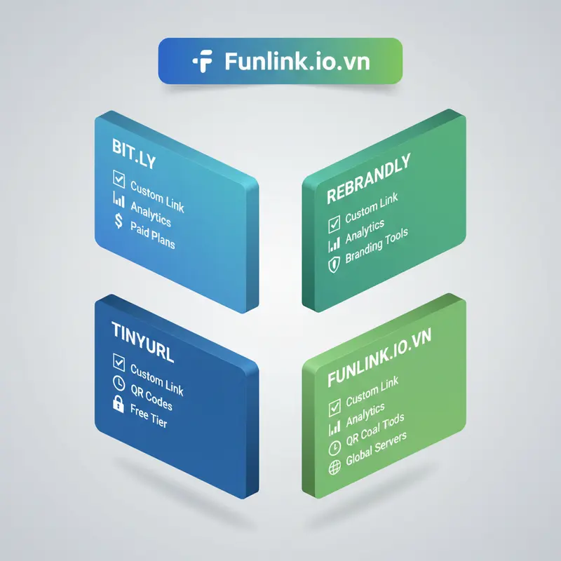 Bảng so sánh các tính năng của những trang web rút gọn link miễn phí phổ biến.