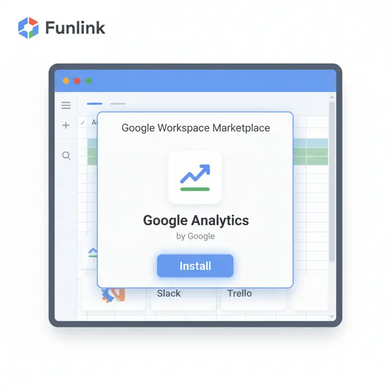 Hướng dẫn cài đặt Google Analytics Add-on để tự động hóa báo cáo UTM trong Google Sheets.