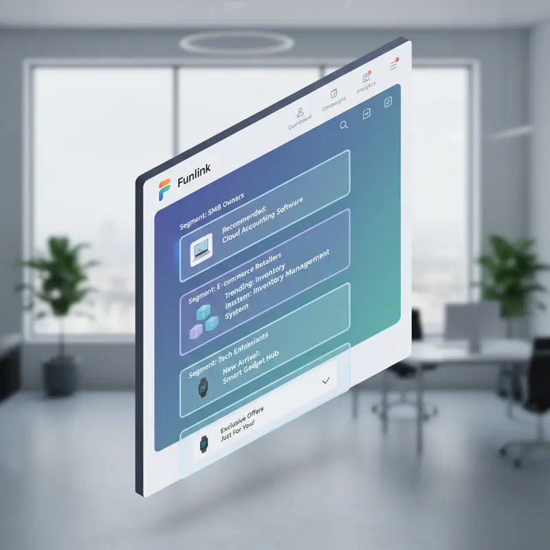 Giao diện ứng dụng AI trong email marketing với các khối nội dung được cá nhân hóa tự động.