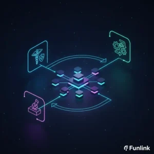 Các ứng dụng blockchain ngoài tài chính đang thay đổi thế giới, minh họa bằng các khối dữ liệu kết nối.