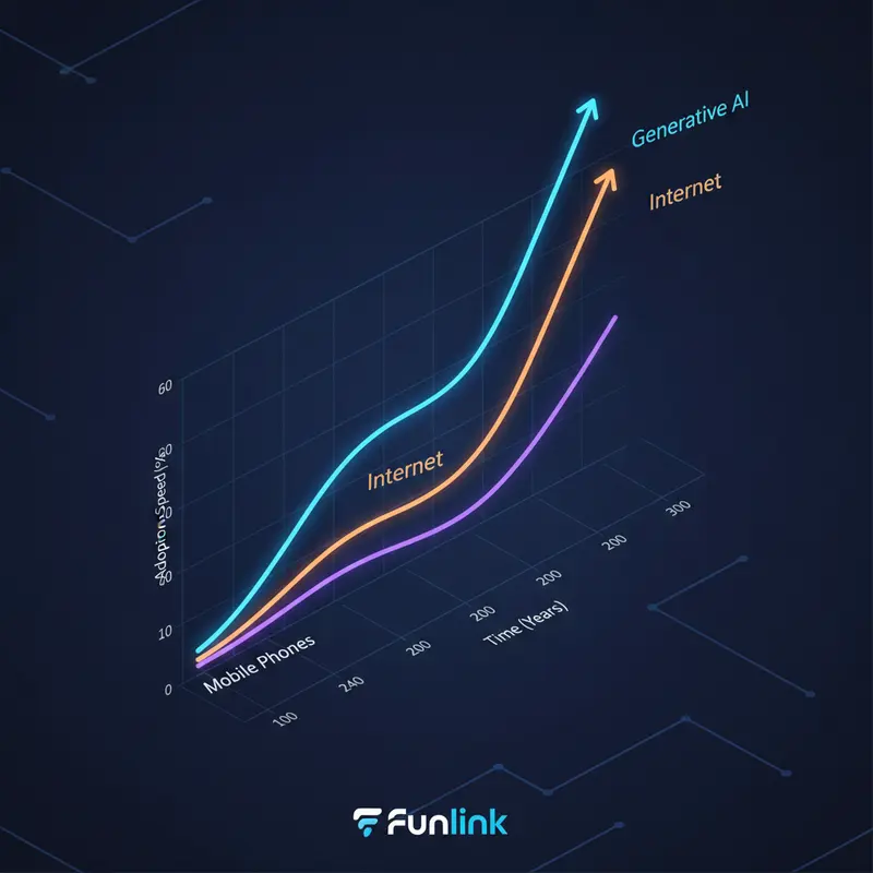 Biểu đồ so sánh tốc độ áp dụng Generative AI với Internet và Mobile