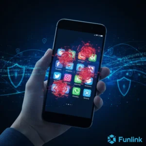 Cảnh báo ứng dụng giả mạo - hình ảnh một chiếc điện thoại hiển thị nhiều icon app lừa đảo.