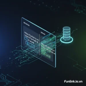 URL Encoding là gì - Minh họa máy tính đang xử lý và chuyển đổi ký tự đặc biệt trong một đường link.