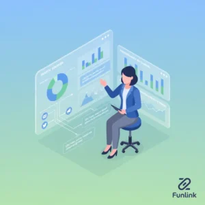 UTM Code là gì - Minh họa một marketer đang phân tích dữ liệu chiến dịch trên màn hình lớn.