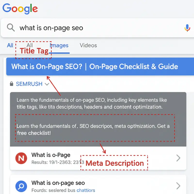 Ví dụ về cách Title Tag và Meta Description hiển thị trên kết quả tìm kiếm của Google
