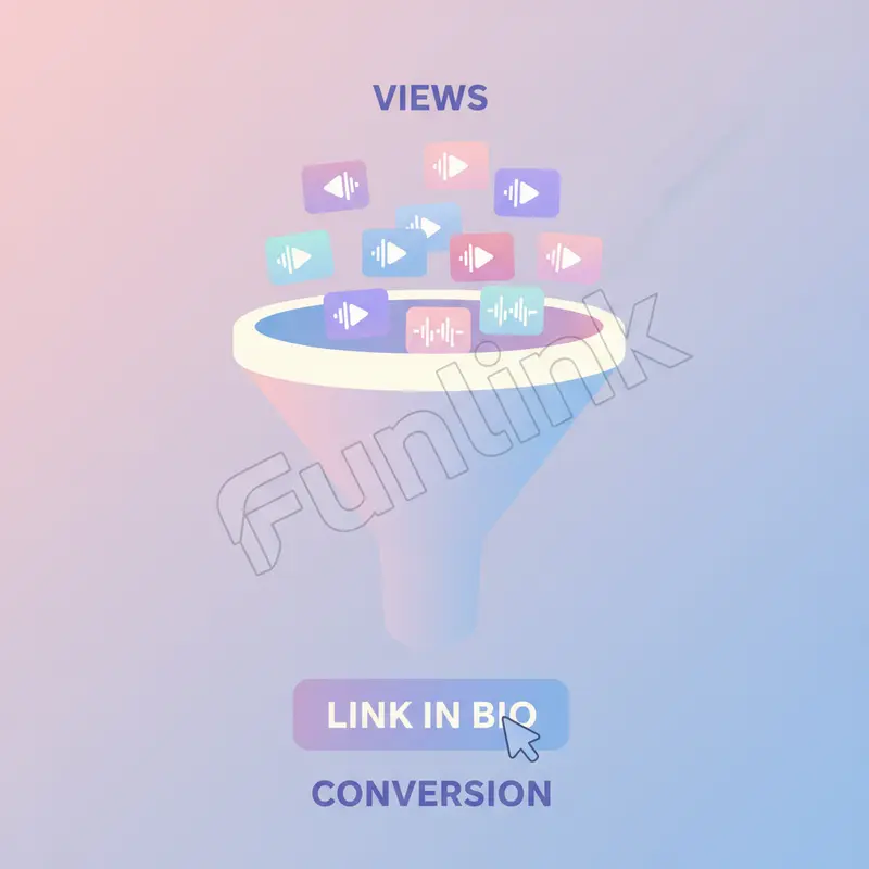 Minh họa khái niệm video quảng cáo TikTok biến lượt xem thành cú click chất lượng vào link bio.