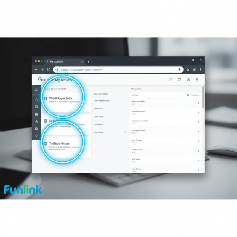 Giao diện Google My Activity với các mục chính để xóa lịch sử hoạt động trên google.