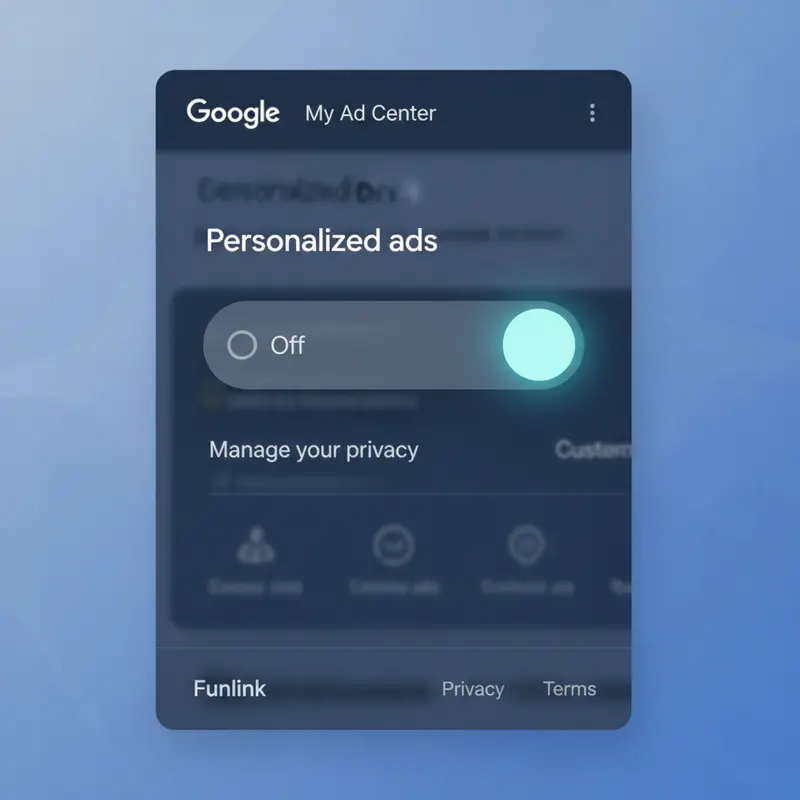 Tắt quảng cáo cá nhân hóa trong Google My Ad Center để bảo vệ dữ liệu.