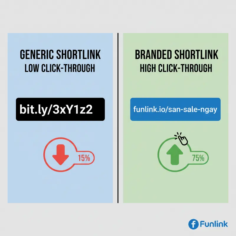 So sánh hiệu quả của ý tưởng sáng tạo với shortlink tùy chỉnh so với link mặc định.